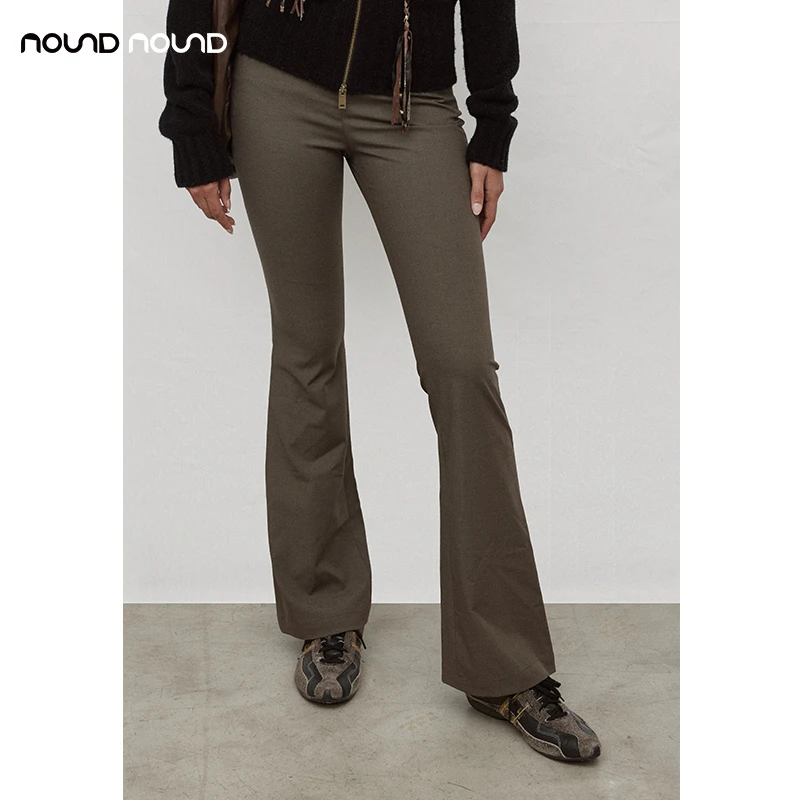【10 ROUN】nound买手店简约百搭中腰修身休闲微喇裤女24秋冬新款