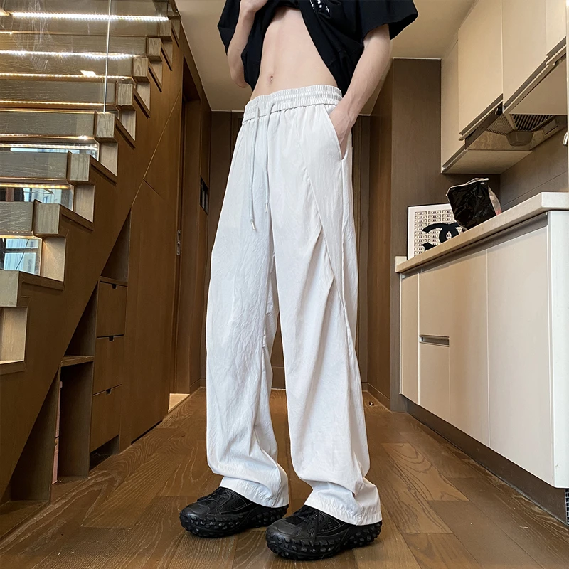 冰丝速干降落伞裤子男款夏季薄款垂感痞帅凉感休闲裤冰感速干裤