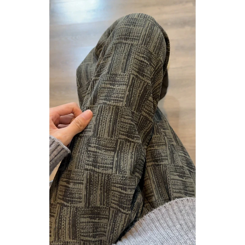 扎染格子裤子男款秋冬加绒垂感高级感阔腿裤oversize直筒休闲长裤