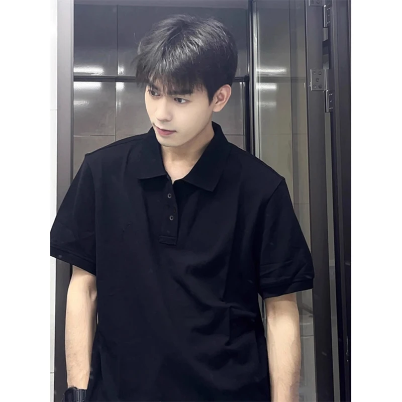 基础款320g重磅Polo衫短袖男夏季成熟稳重衬衫领T恤痞帅正肩半袖