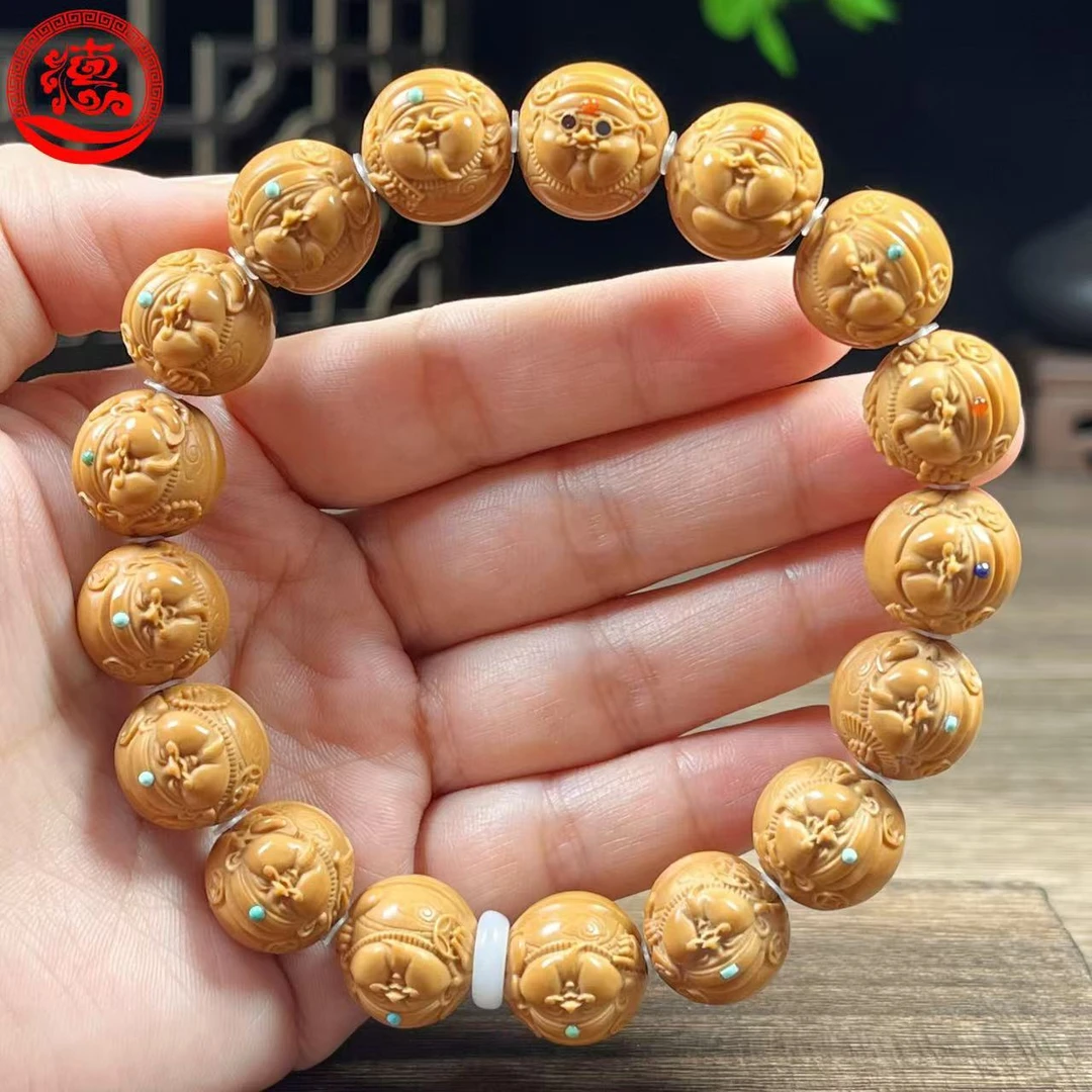 A猴头核桃  元宝财神1.5满镶嵌款  文玩手串