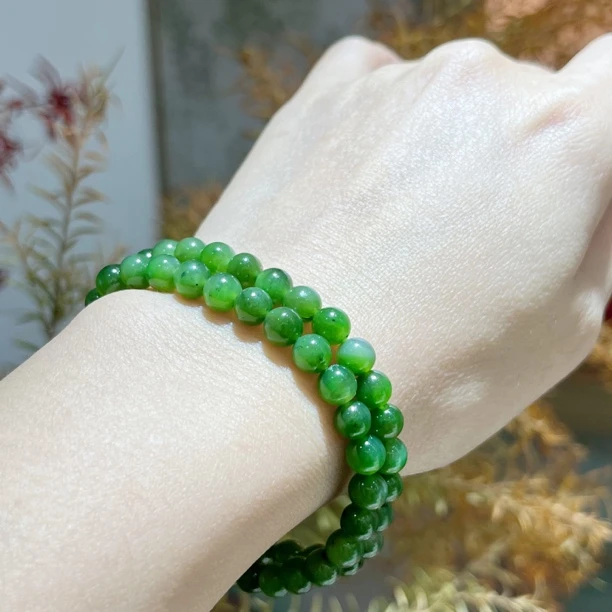 |和和美玉|翠澜 碧玉手串双圈 天然和田玉 国风境 幽梦觅桃源 6mm