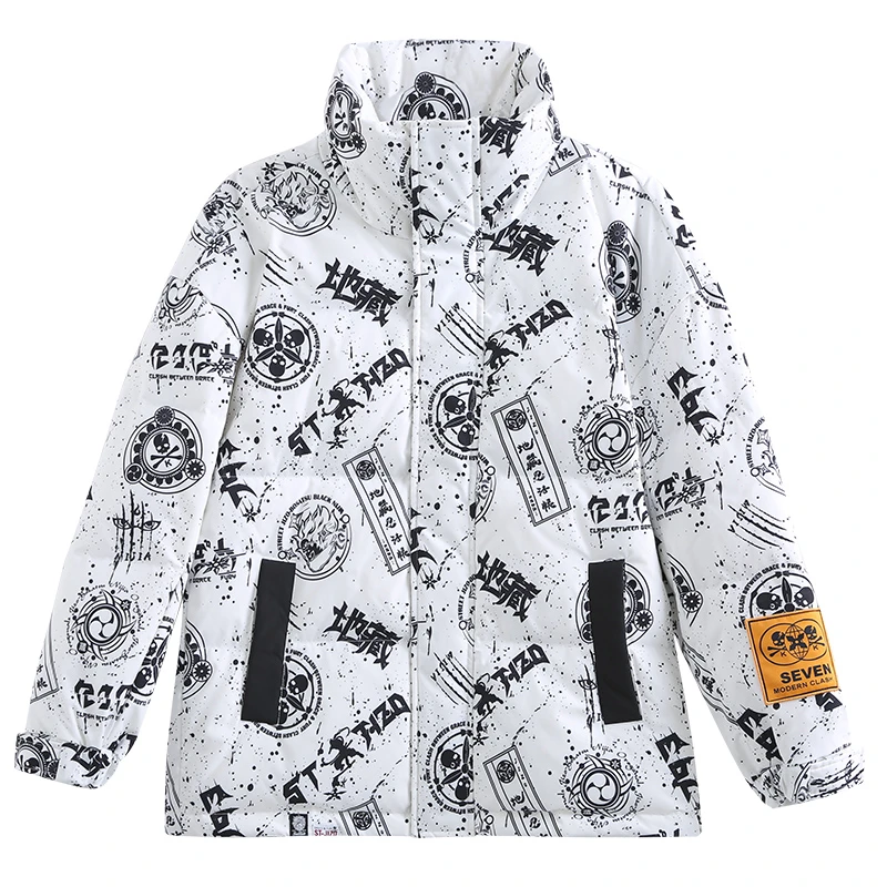 ONIARAI/鬼洗 秋冬地藏忍法帐立领满印男士宽松羽绒服男 J340089