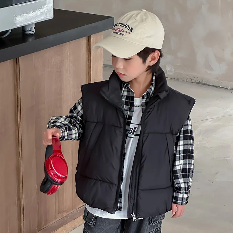 「平替好物」棉马甲冬装加厚保暖儿童黑色百搭外穿坎肩洋气韩版