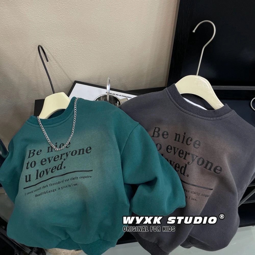 巴拉甄选男童卫衣加绒一体绒2023新款秋季中小儿童装冬装上衣