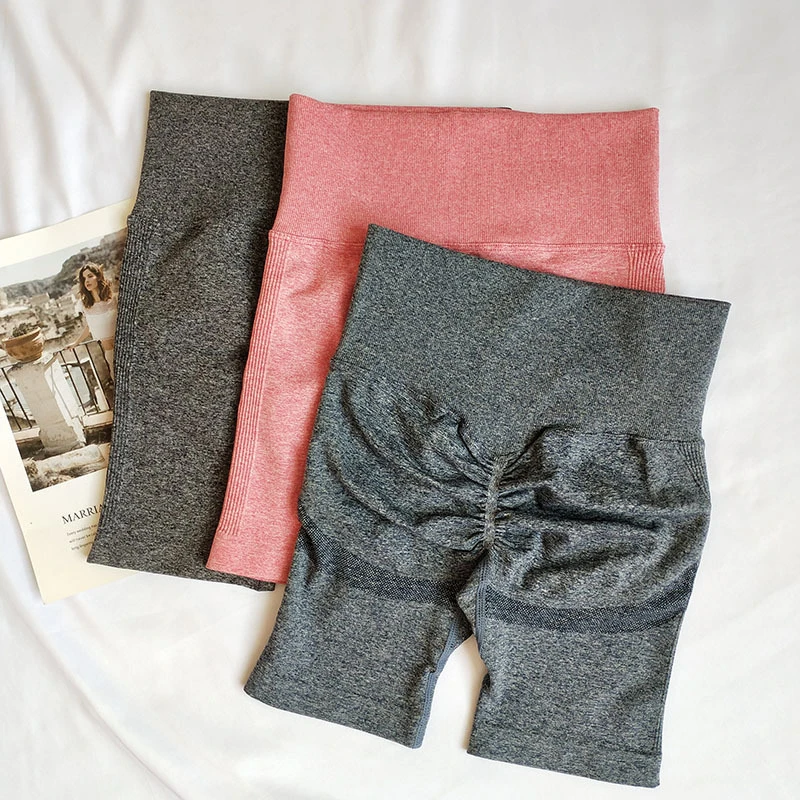 新款蜜桃臀高腰提臀运动五分短裤女紧身翘臀瑜伽裤速干健身裤