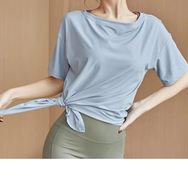 运动短袖罩衫凉感下摆开叉速干运动跑步T恤瑜伽健身短袖