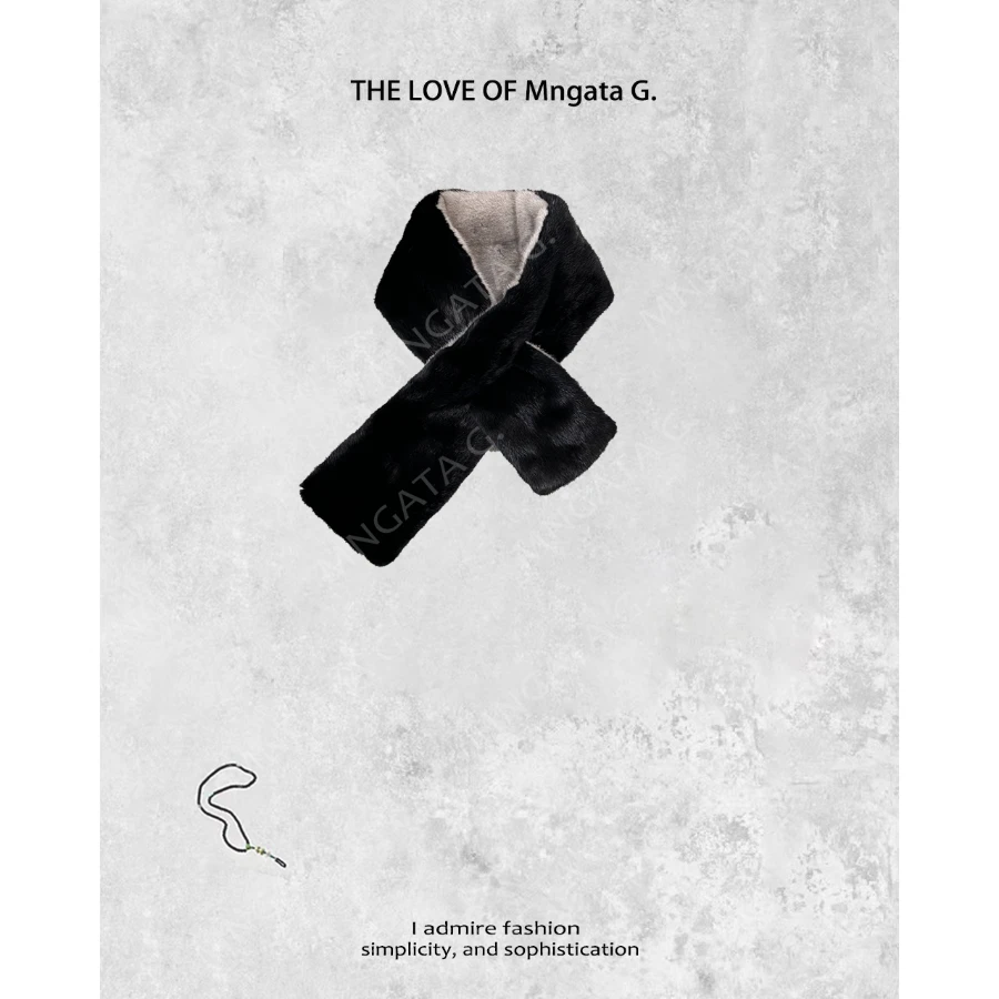 MNGATA G.宫小妍【银蓝水貂】秋冬短双拼水貂冬季围巾围脖3101639