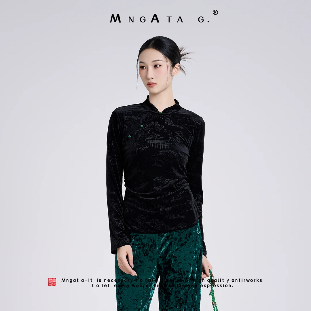 MNGATA G.宫小妍【春山空】早秋新中式穿搭中国风古韵上衣X280201