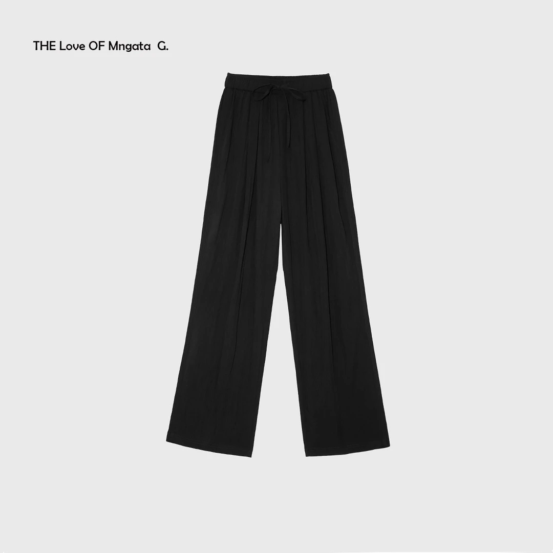 MNGATA G.宫小妍无压力私服拖地常规舒适垂感直筒阔腿裤23040516