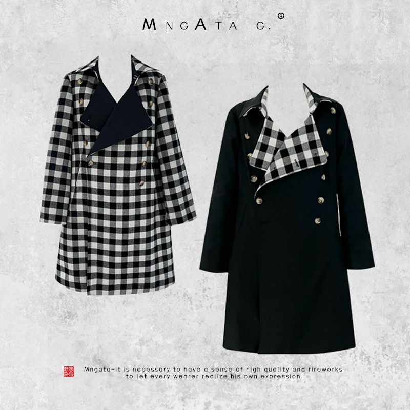 MNGATA G.宫小妍 【第五大道】中古英伦秋冬双面穿中长大衣3081799