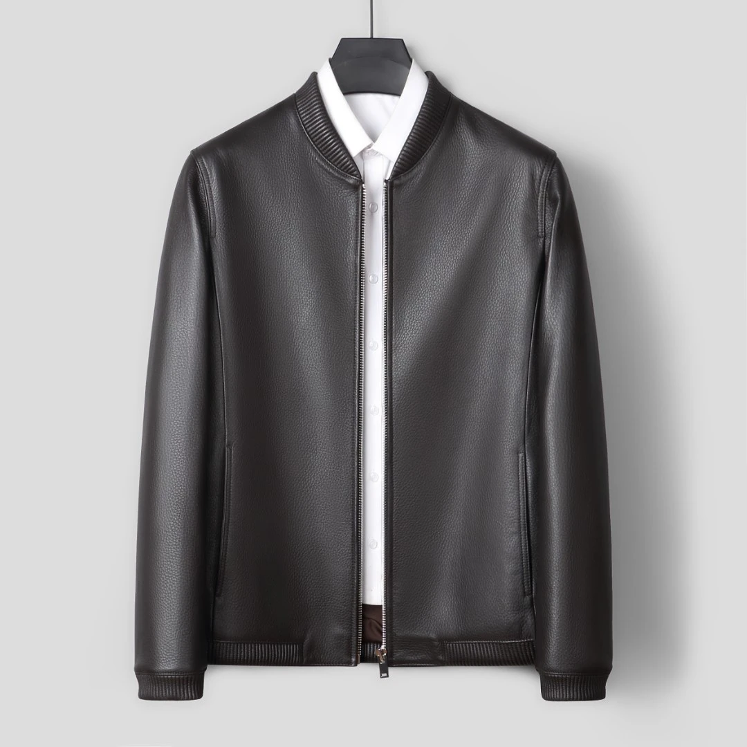 新西兰进口鹿皮男款皮衣棒球领高档休闲款58257-1