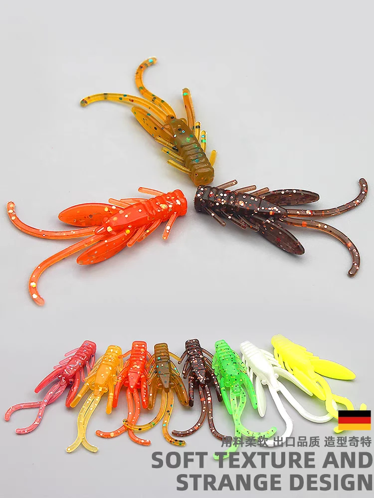 根鱼饵迷你小龙虾路亚软饵针卷t尾卷尾软虫桨尾直尾