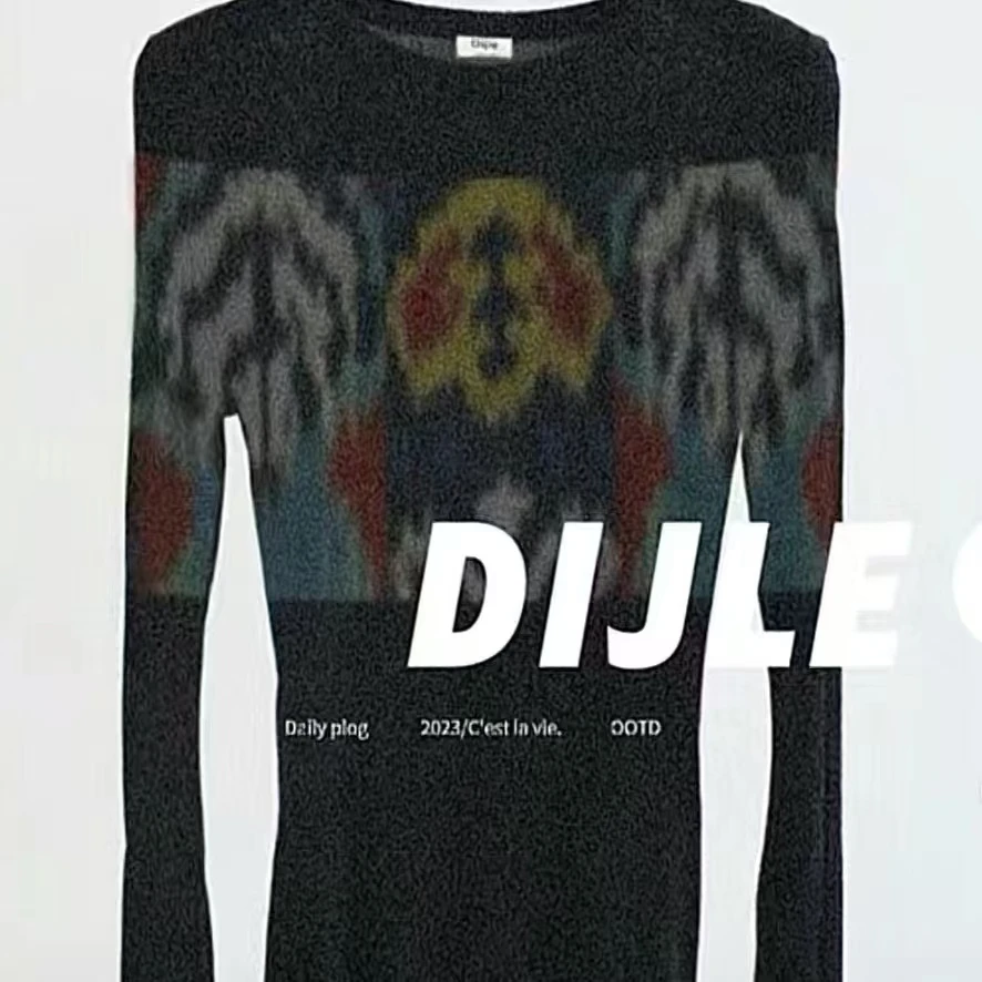 Dijle/迪杰旯冬季款纯棉纱线针织毛衣女士时尚长袖