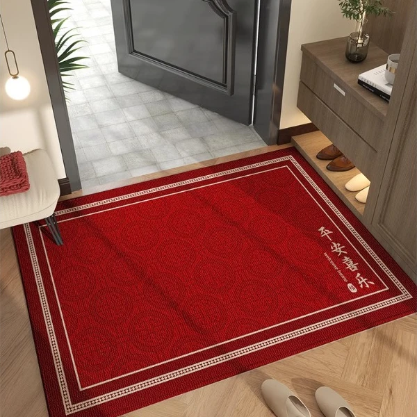 入户门地垫大红色喜庆进门门垫刮沙除尘裁剪玄关家用防滑高级地垫