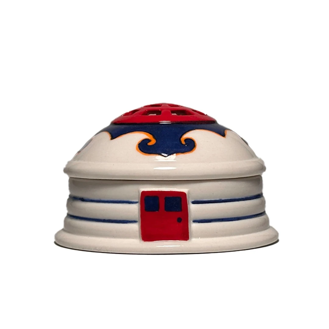 蒙古包香炉摆件室内家居摆件创意陶瓷摆件传统蒙古包陶瓷香炉礼品