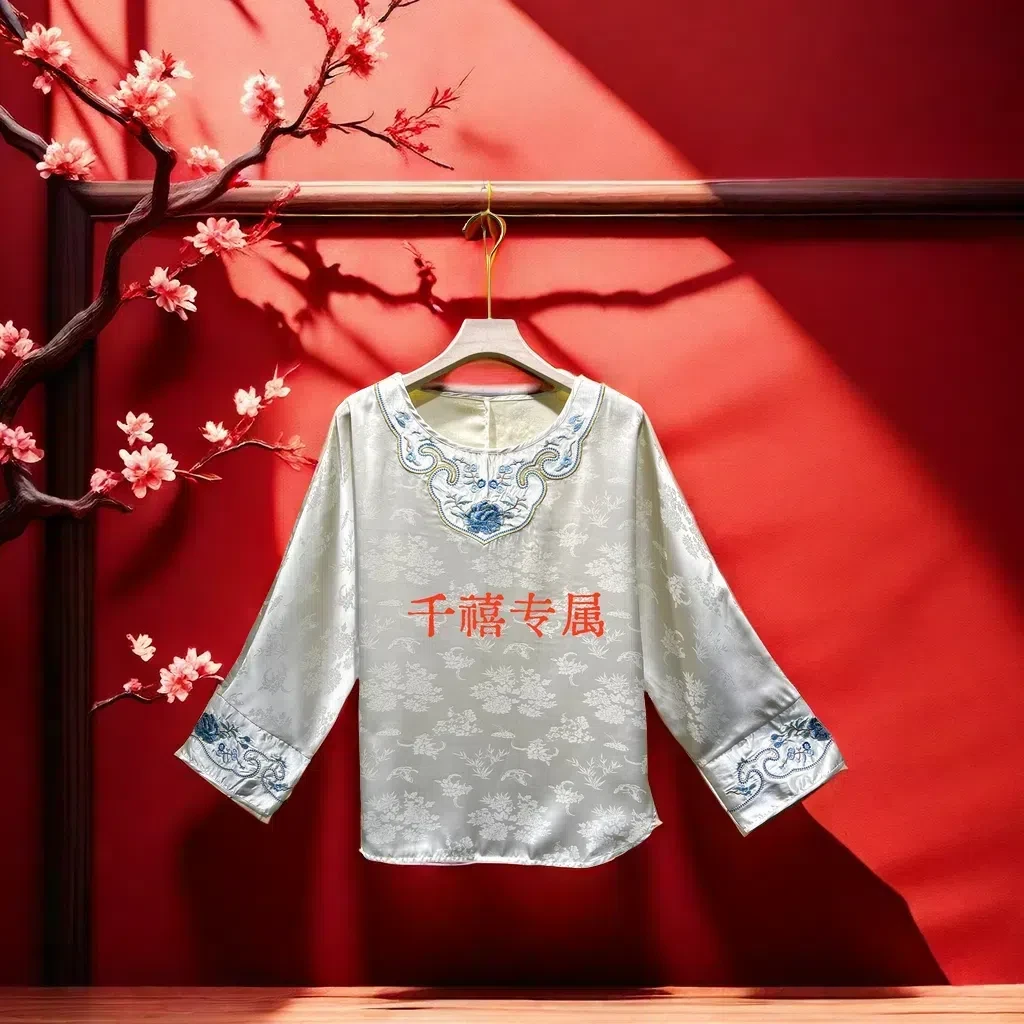 【千禧专属】303长袖上衣时尚重工刺绣女士百搭古风气质休闲秋季