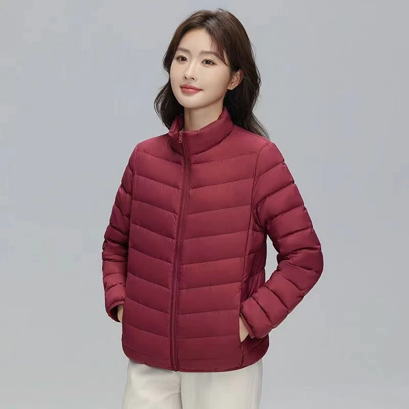 爆款轻薄百搭棉服女款短款潮流时尚小个子立领修身棉服