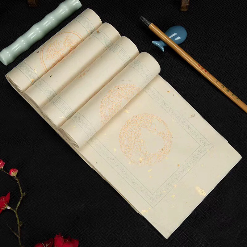 手工洒金宣纸半生熟毛笔书法作品比赛创作纸隶篆书书房瓦当小对联