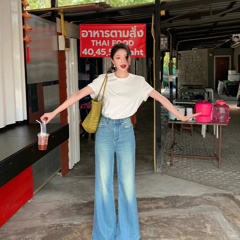 酒午【简】法式复古落肩半袖宽松百搭T恤-KLF3621