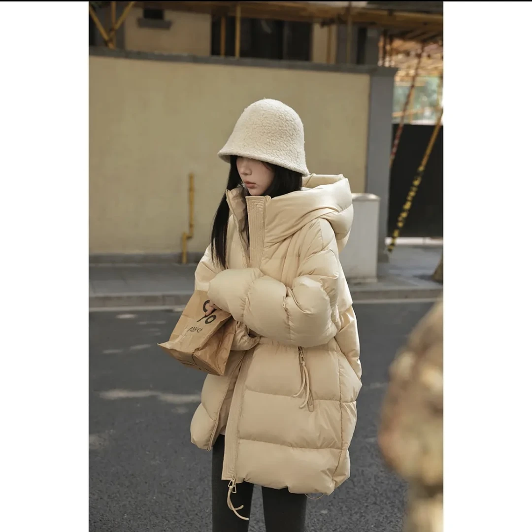 宽松保暖外套女冬季百搭连帽羽绒服显瘦休闲时尚加厚秋冬季反季