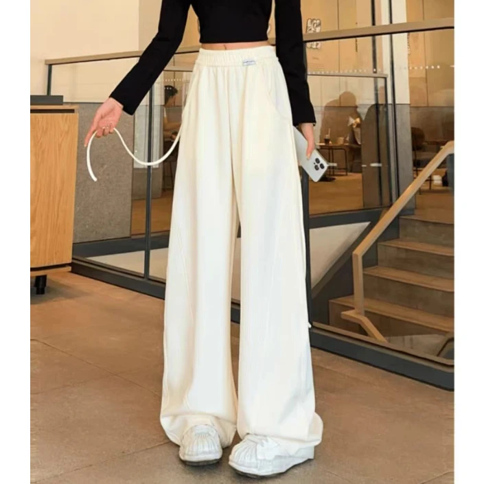 香蕉阔腿裤女新款高腰垂感宽松卫裤白色休闲裤女7022