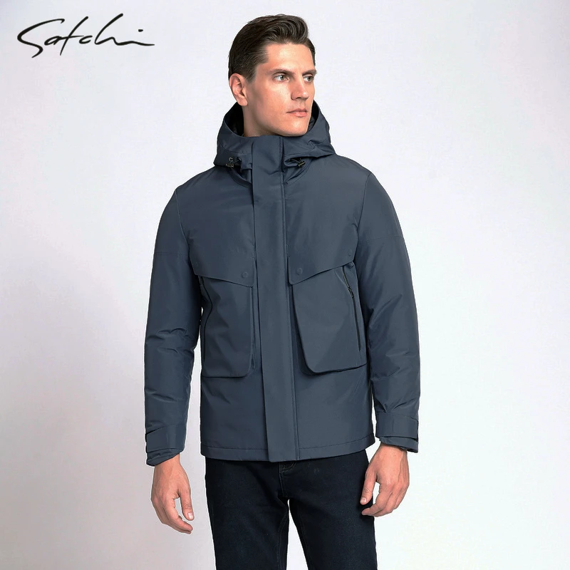 【防风冲锋羽绒服】Satchi时尚男装商务保暖防水户外重磅羽绒服连帽