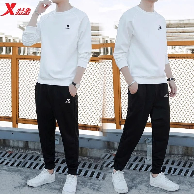 特步运动套装男2025冬季时尚卫衣卫裤长袖跑步健身休闲男装两件套