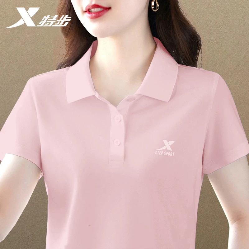 特步短袖T恤女潮流夏季新款修身休闲运动服正品半袖薄款上衣女装