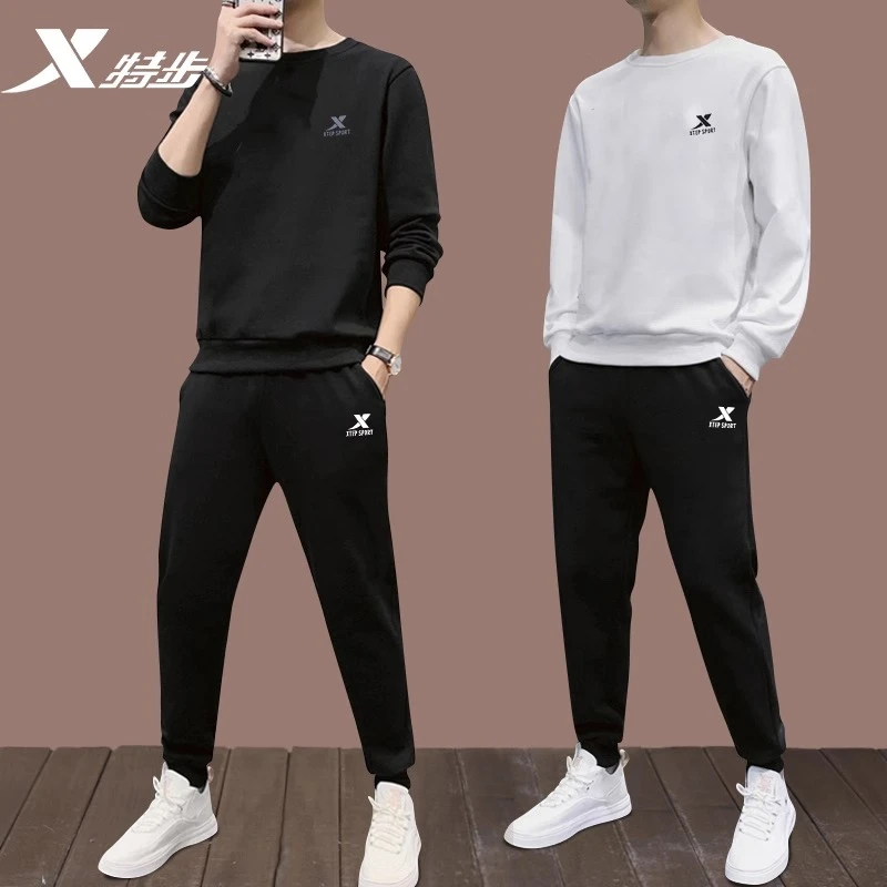 特步卫衣套装男2025官方正品卫裤跑步服长袖长裤休闲两件套运动服