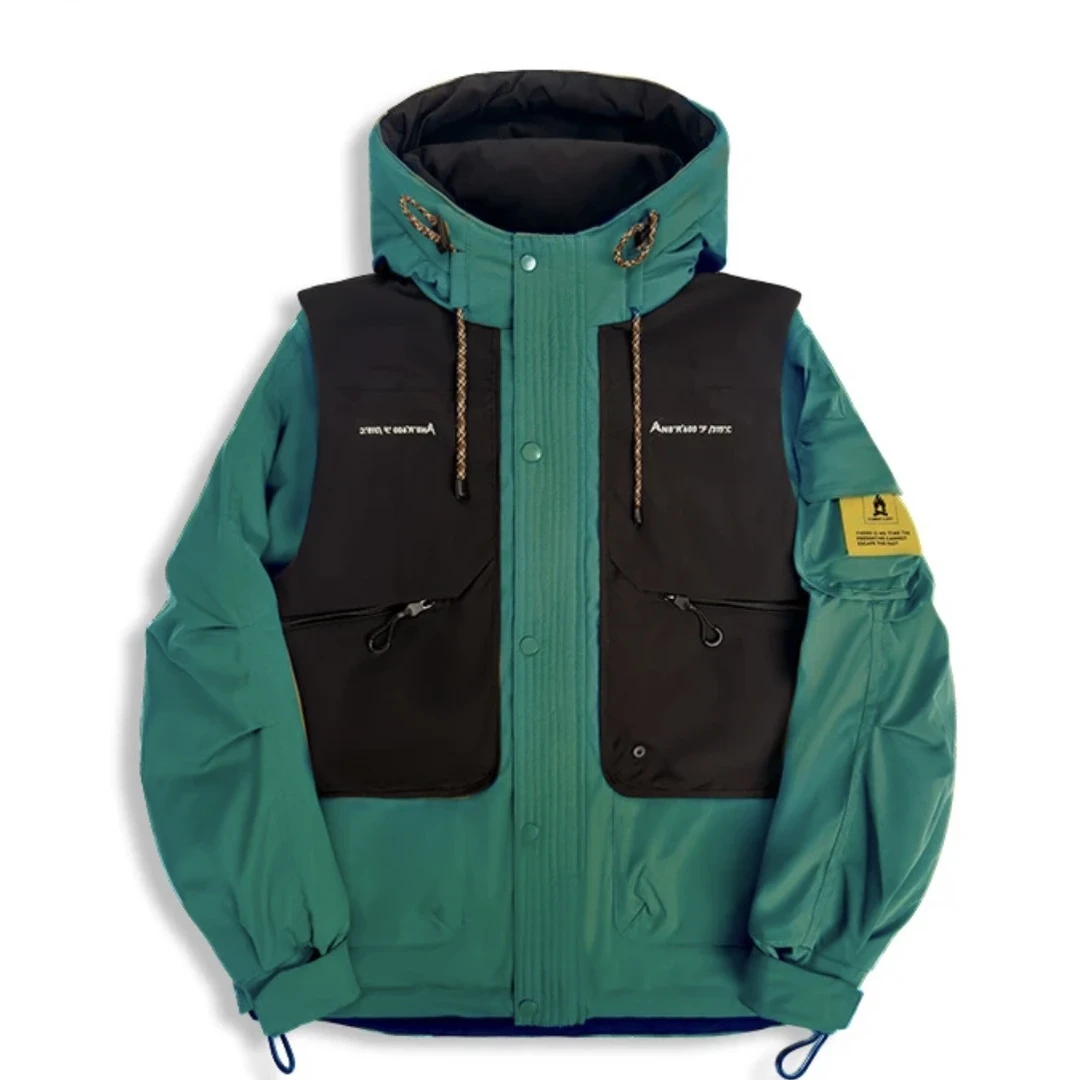 外套羽绒服时尚休闲连帽拼接撞色拼色羽绒服928/80085