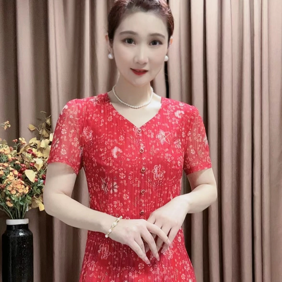 D 1307#优雅气质妈妈装连衣裙