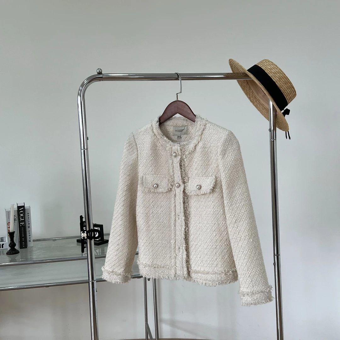 【风铃】粗花呢白色花边小香风春季新款百搭法式气质小香风外套