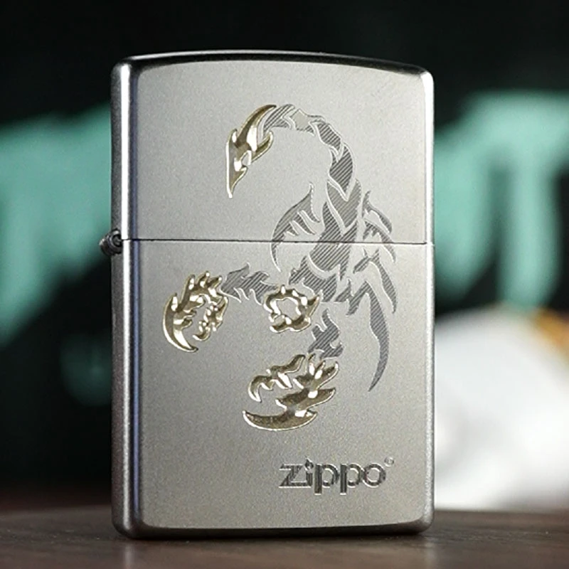 【之宝】zippo打火机正版原装正品磨砂镀铬精雕蝎子煤油防风打火