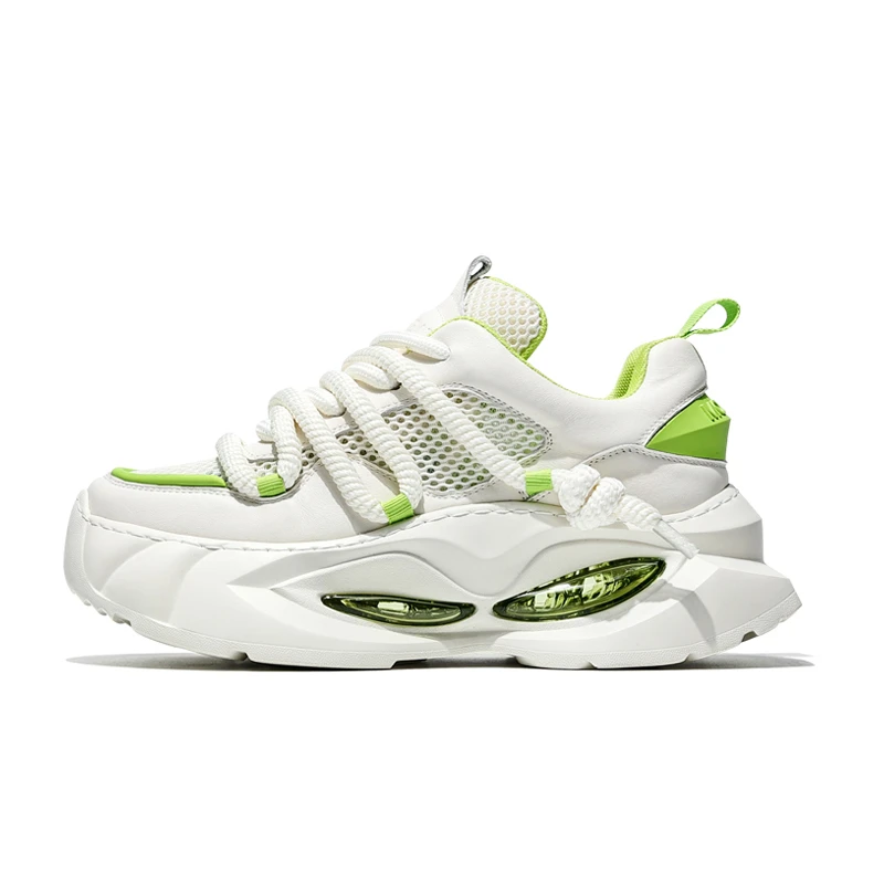 摩蓓男士真皮夏季透气老爹鞋时尚休闲舒适百搭潮鞋网面厚底增高鞋