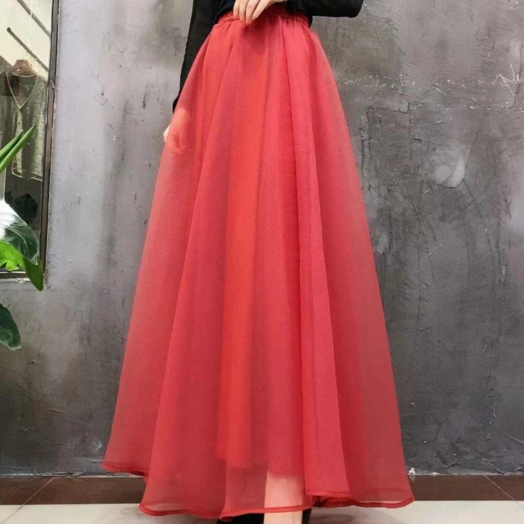 多色原创宽松休闲半裙纱裙20113裙长95