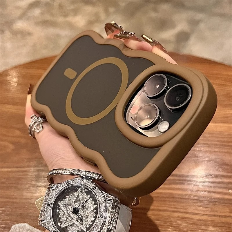 沙漠金波浪边磁吸适用苹果16手机壳16promax全包15防摔14全包13潮