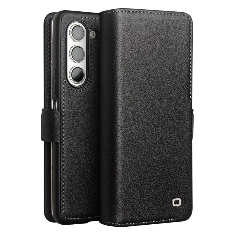 适用于三星ZFold5 W24折叠屏真皮磁吸翻盖经典商务皮套
