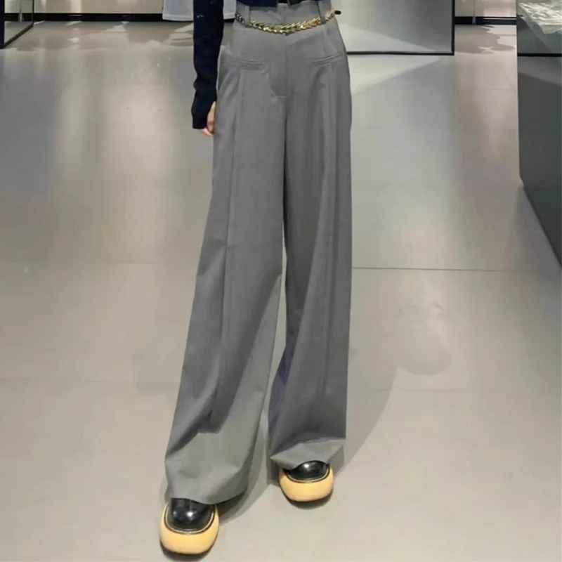 【商场同款】秋季新款宽松高腰休闲直筒阔腿裤长裤摩登猫5100375
