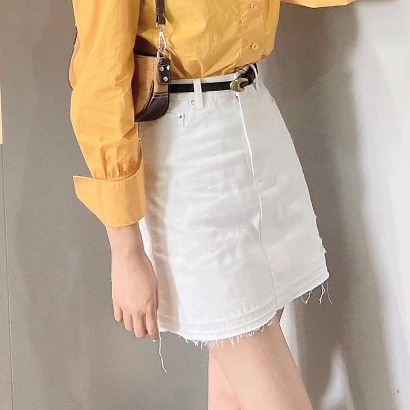 【专柜品质】夏季新款百搭修身显瘦破洞洗水牛仔短裙5200318