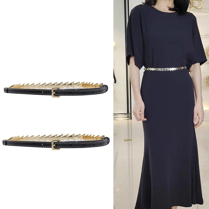 【AMSSGIRD】夏新款百搭时尚真皮牛皮细皮带腰带腰链女束腰