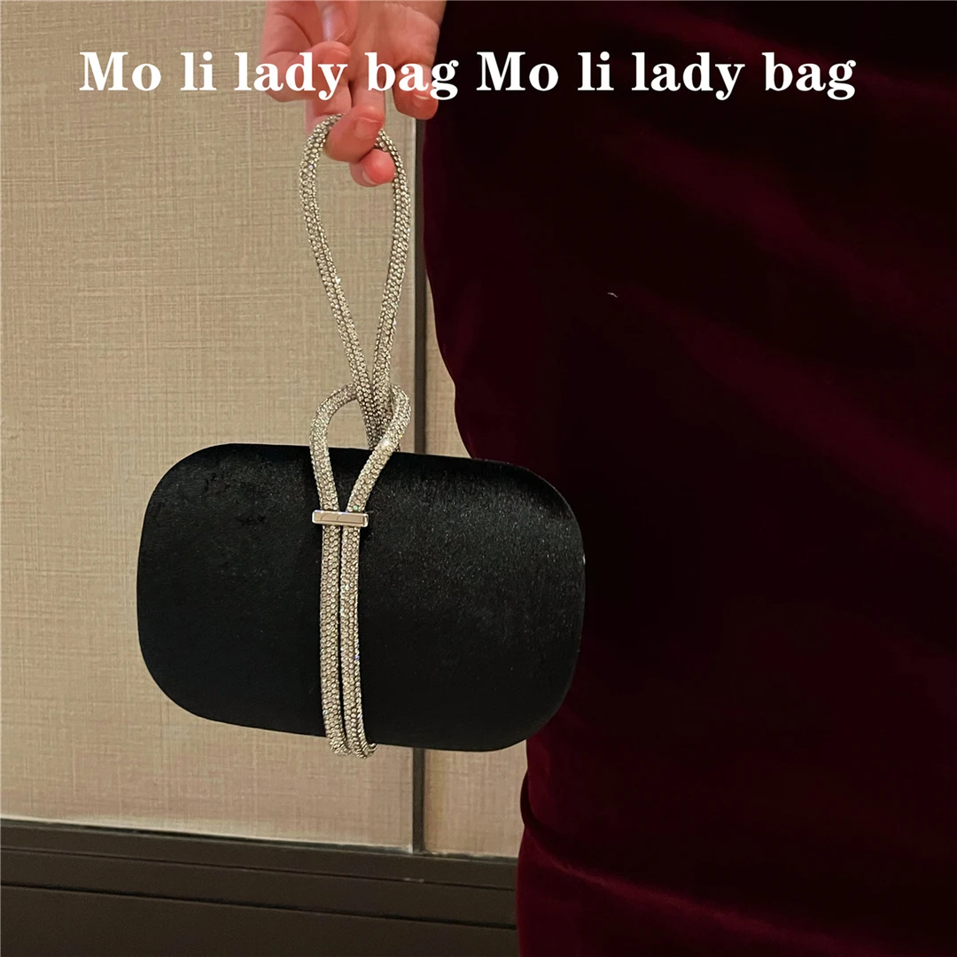 送女神礼物Moli高级感手包晚宴礼服包包女丝绒手机手腕包珍珠链