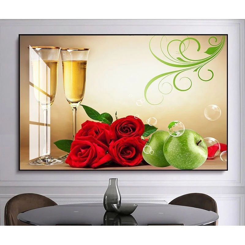 餐厅装饰画现代简约饭厅厨房水果挂画欧式个性餐桌背景单幅晶瓷画