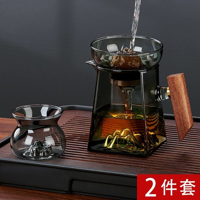 加厚侧把玻璃公道杯高端分茶器带过滤一体家用小公杯加厚茶海茶具
