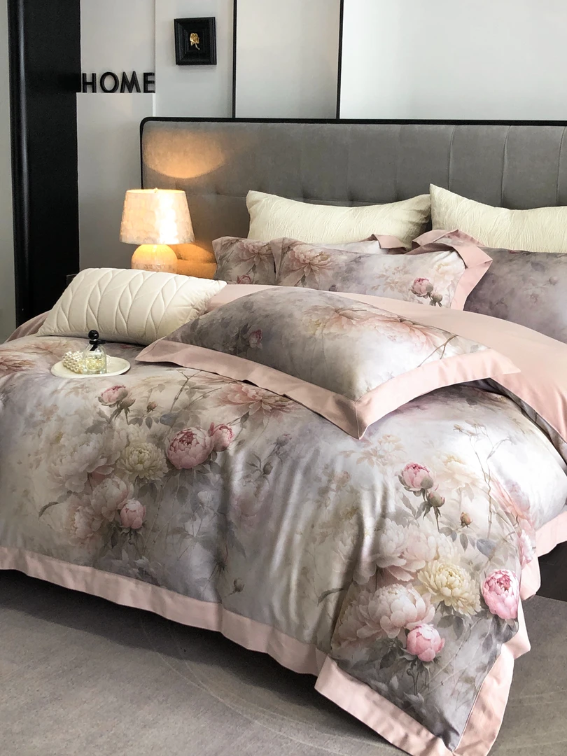 GFL 0107 全棉磨毛四件套 山花烂漫粉