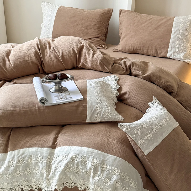 LA 7244 新款亲肤舒适皱皱纱四件套 仙逸-栗子咖