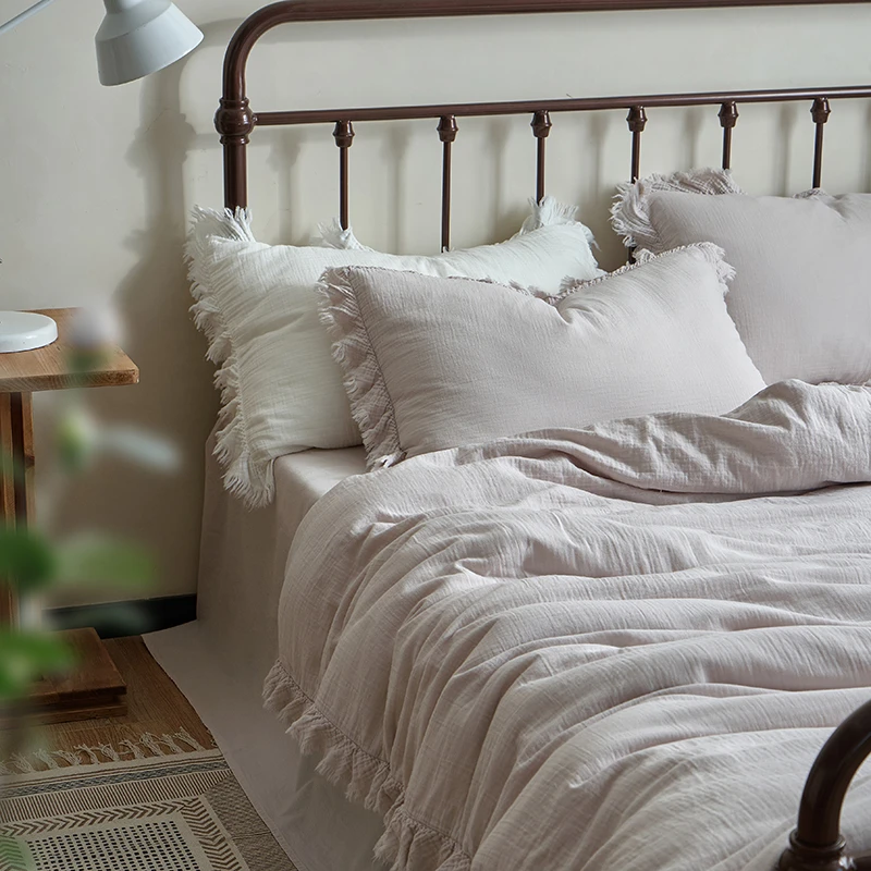 ZH 7127 新款全棉成品染双层纱婴儿色四件套 芋泥（紫）