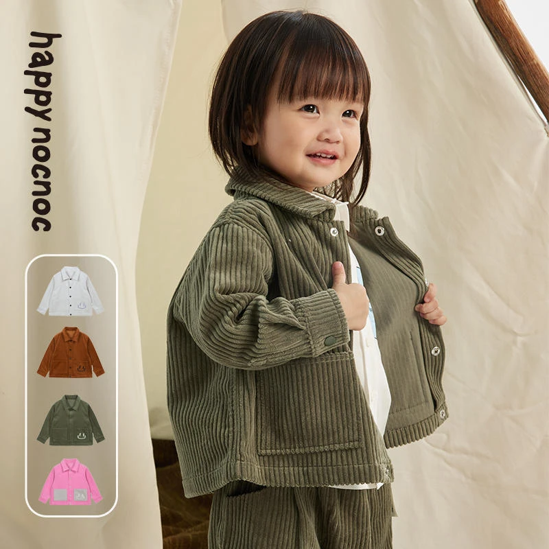 【卡通笑脸外套】happynocnoc儿童灯芯绒复古雅丹风春季新款男女孩