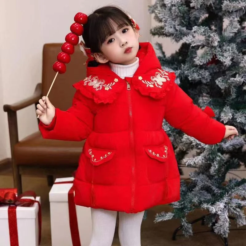 女童冬装新款2024中国风棉服儿童加厚洋气2024棉袄拜年服外套棉衣
