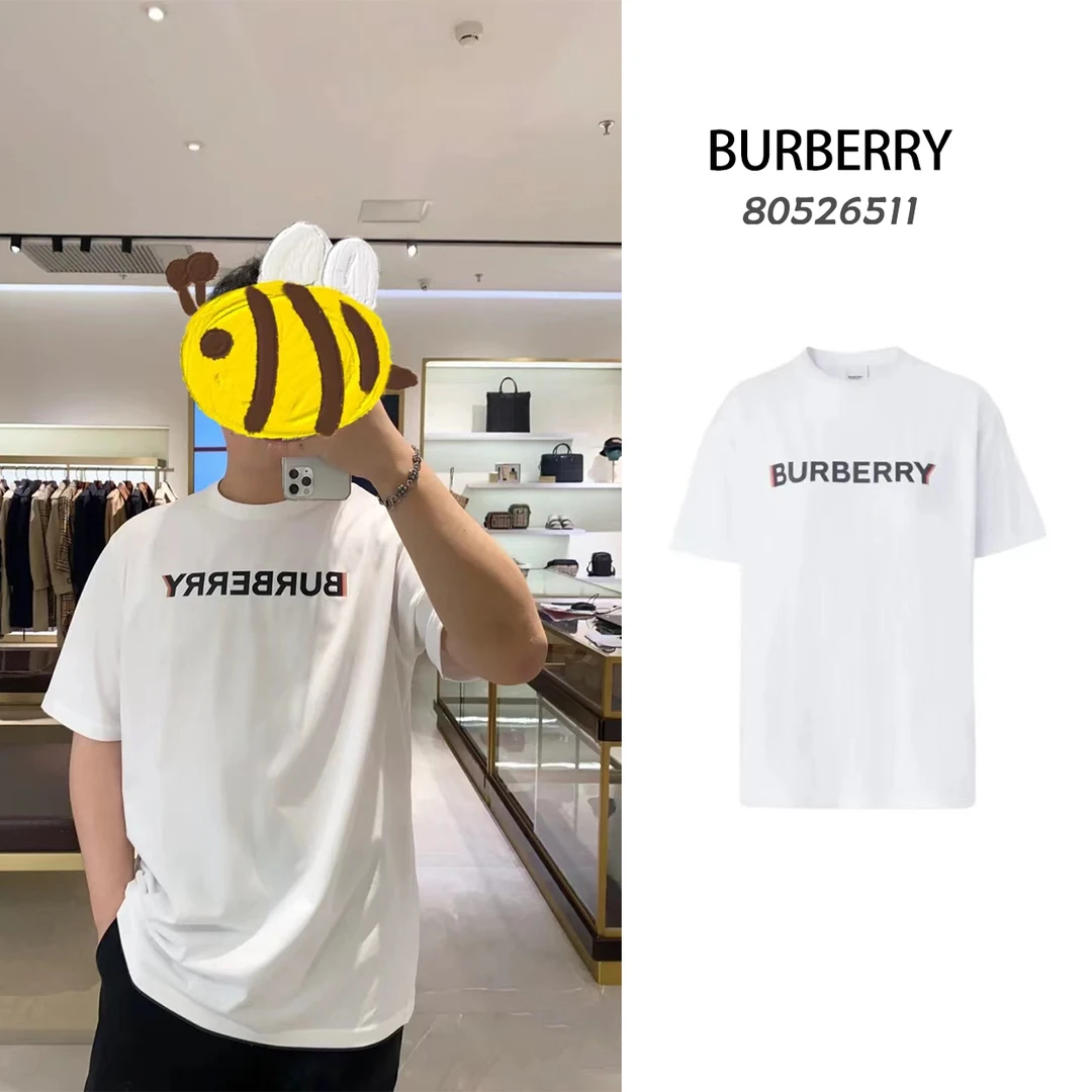 全新未使用 BURBERRY/博柏利 23SS字母徽标印花棉质短袖80526511